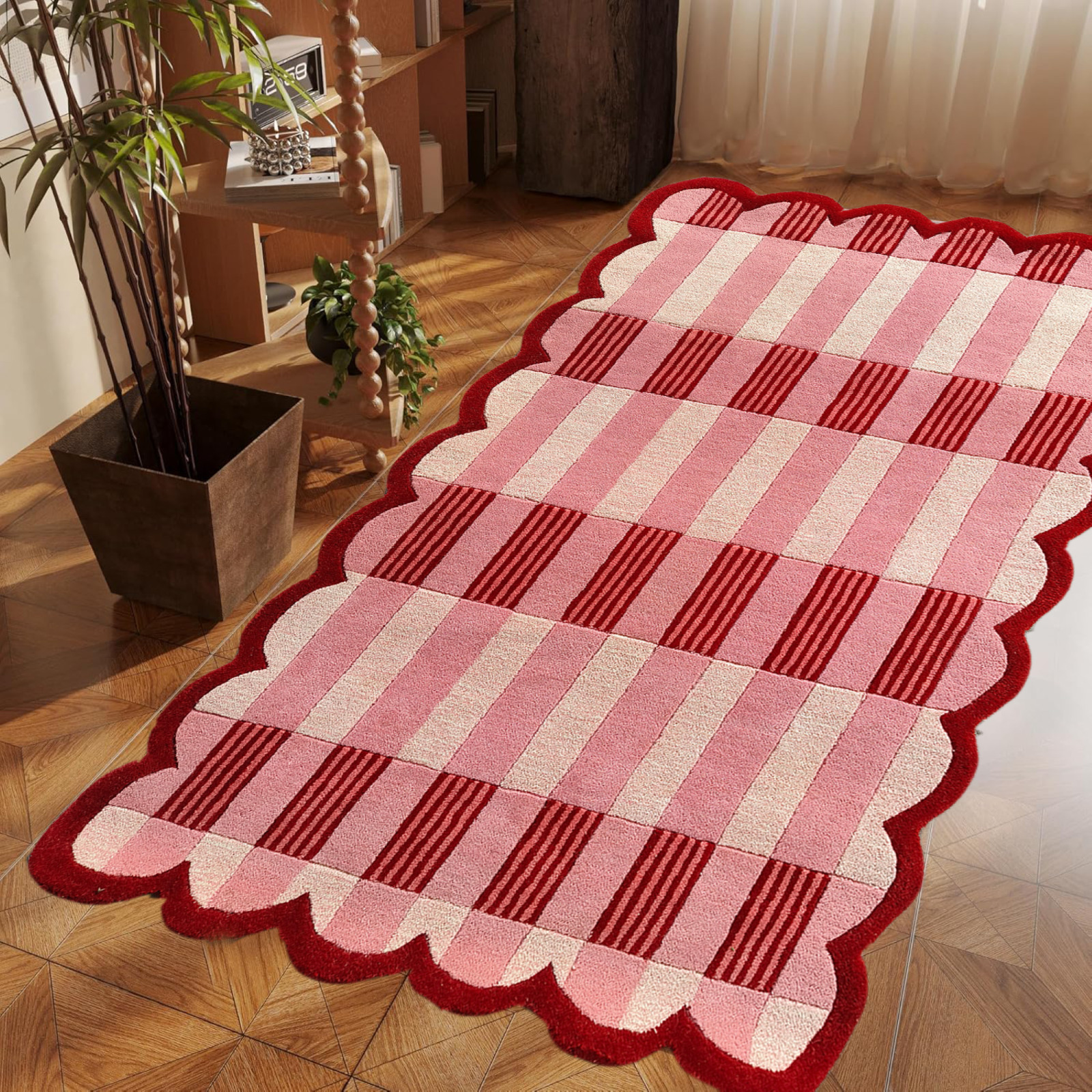 Anthropologie Matilda Goad & Co Light Red Handmade Tufted Woolen Area Rug 8x10ft