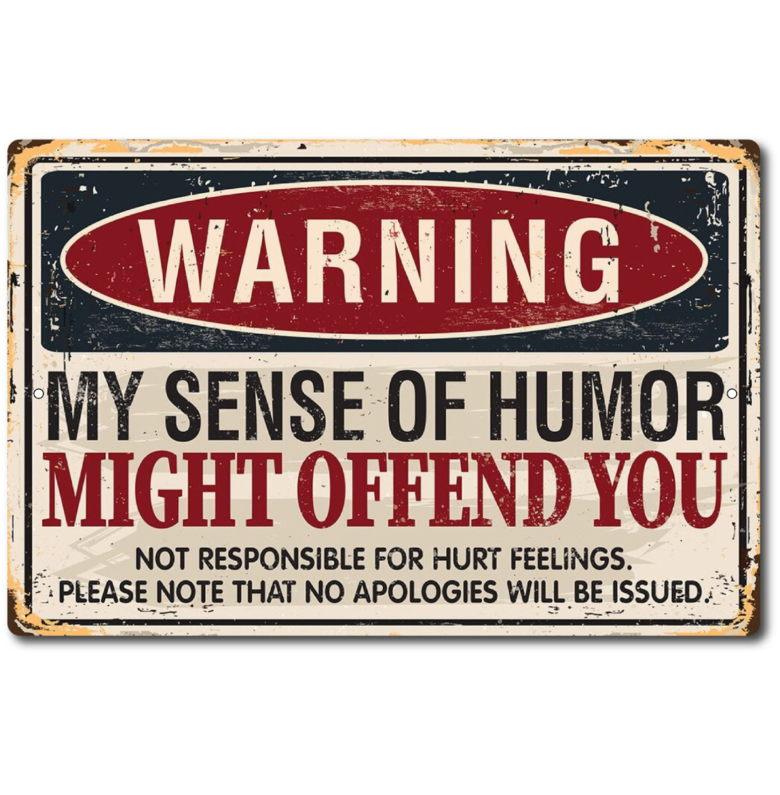 WARNING SENSE OF HUMOR*MADE IN USA! METAL FUNNY SIGN 8X12 MAN CAVE BAR DECOR
