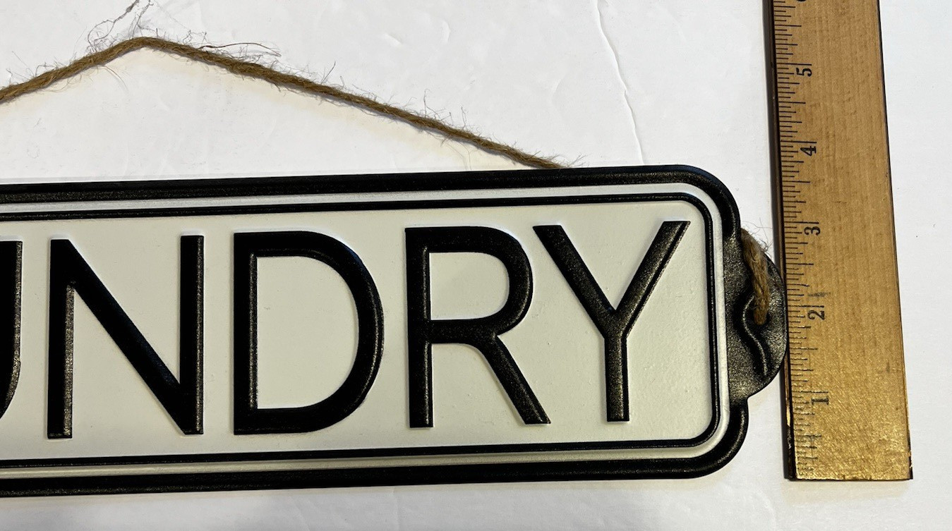 15″ X 4″ Metal Laundry Sign-Great Bathroom Decor-Classic Black & White Design