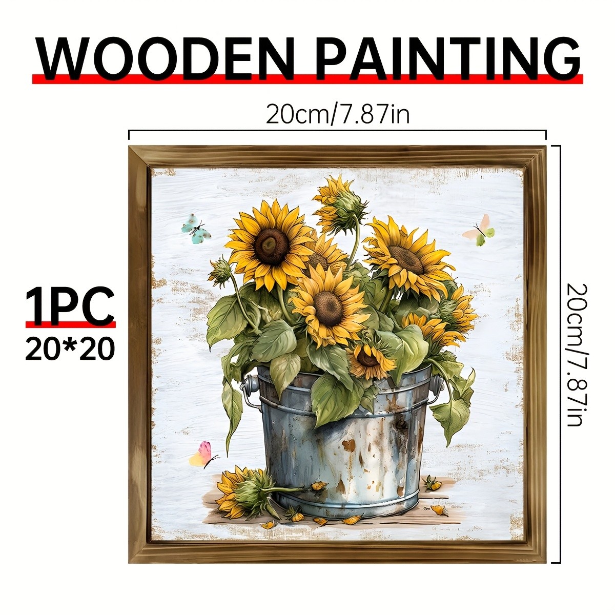 2D Wooden Sign Sunflower Art Deco Indoor Room Bedroom Desktop Shelves Wall Decor