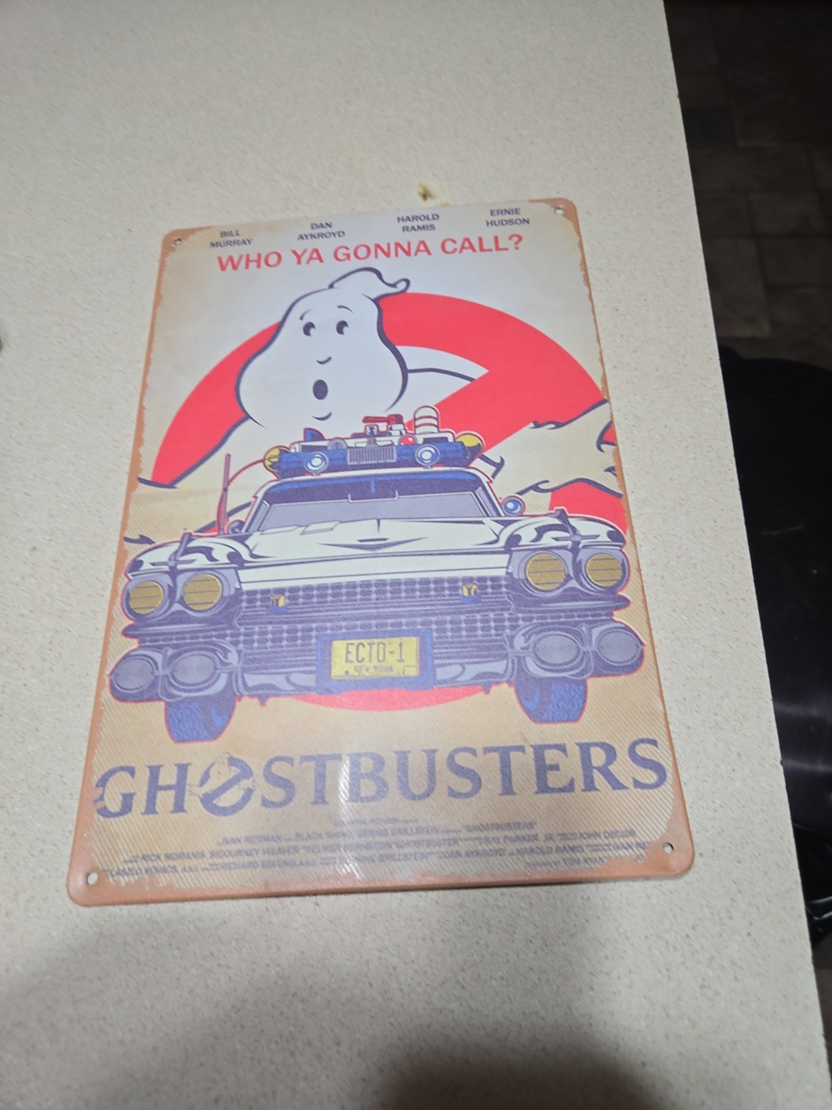 Ghostbusters, Who Ya Gonna Call? Rustic-looking Tin Sign, 8×12