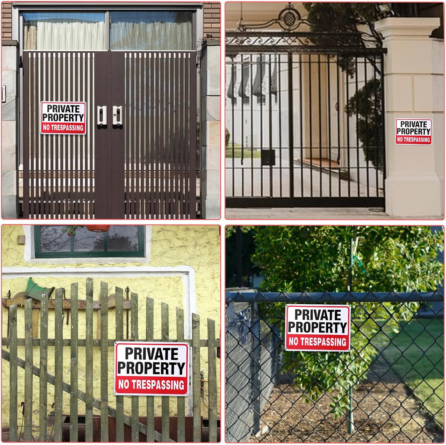 6 Pack Large Private Property No Trespassing Sign, 9.8 X 7 Inches Metal Heavy Du