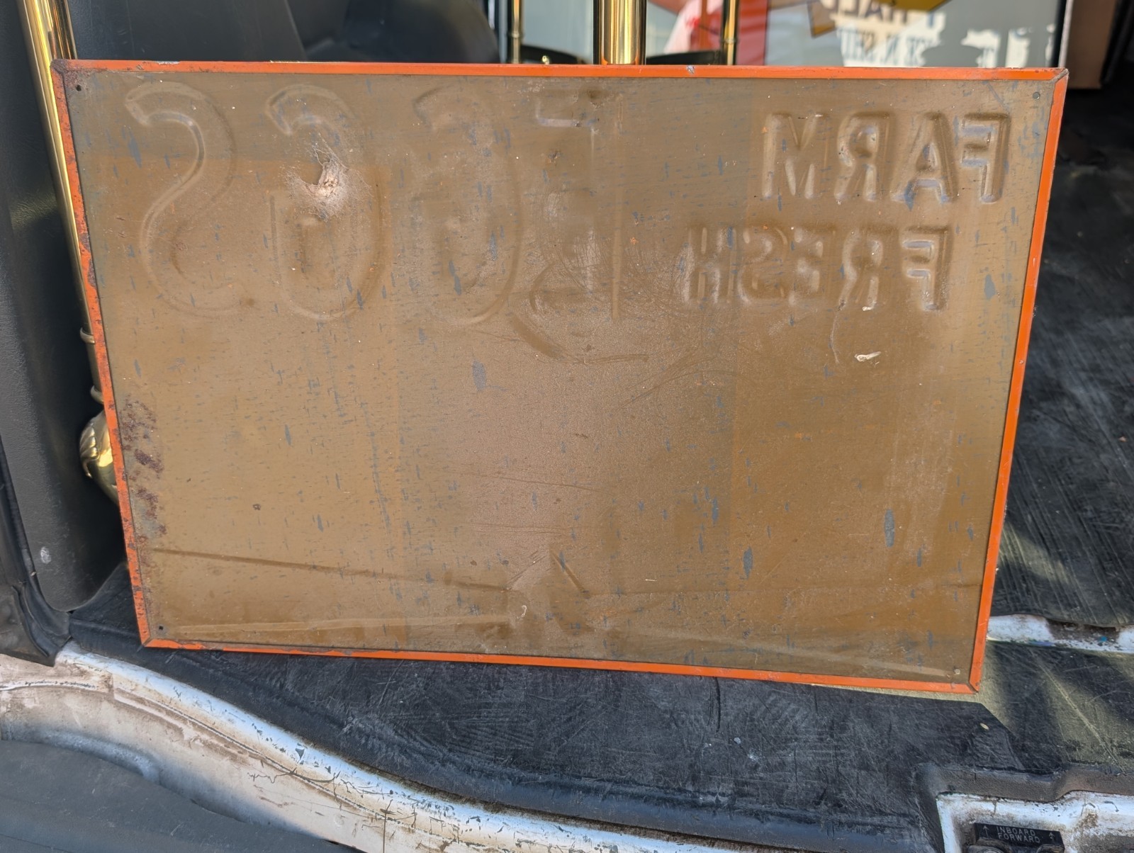 Vintage Farm Fresh Eggs Sign Beacon Feeds Metal Large Medium Size Rustic Wall