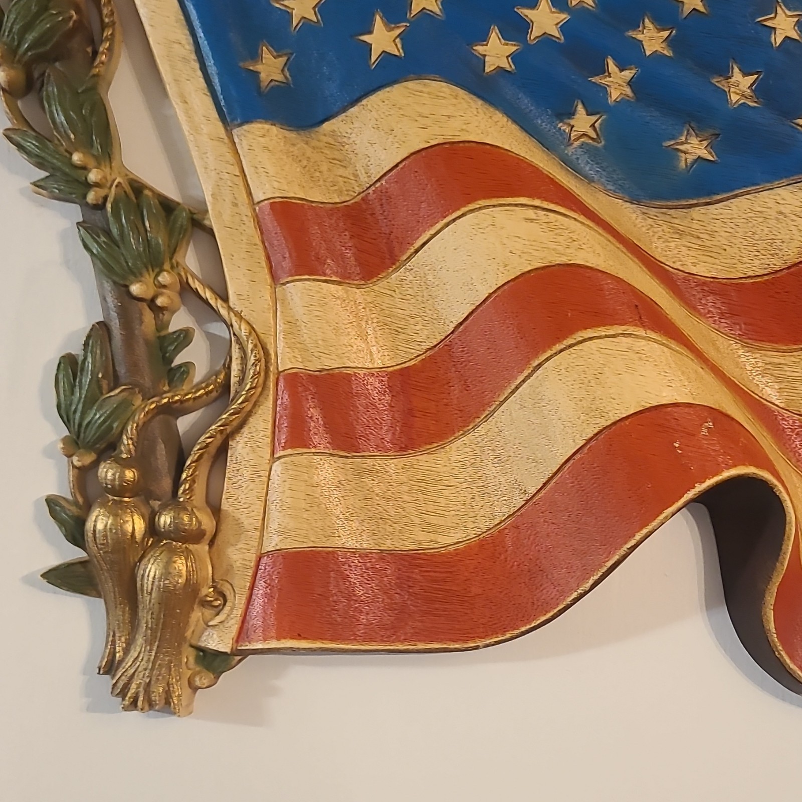 Vintage Burwood Products 1971 American US Flag – Wall Mounted – 15″ x 20″