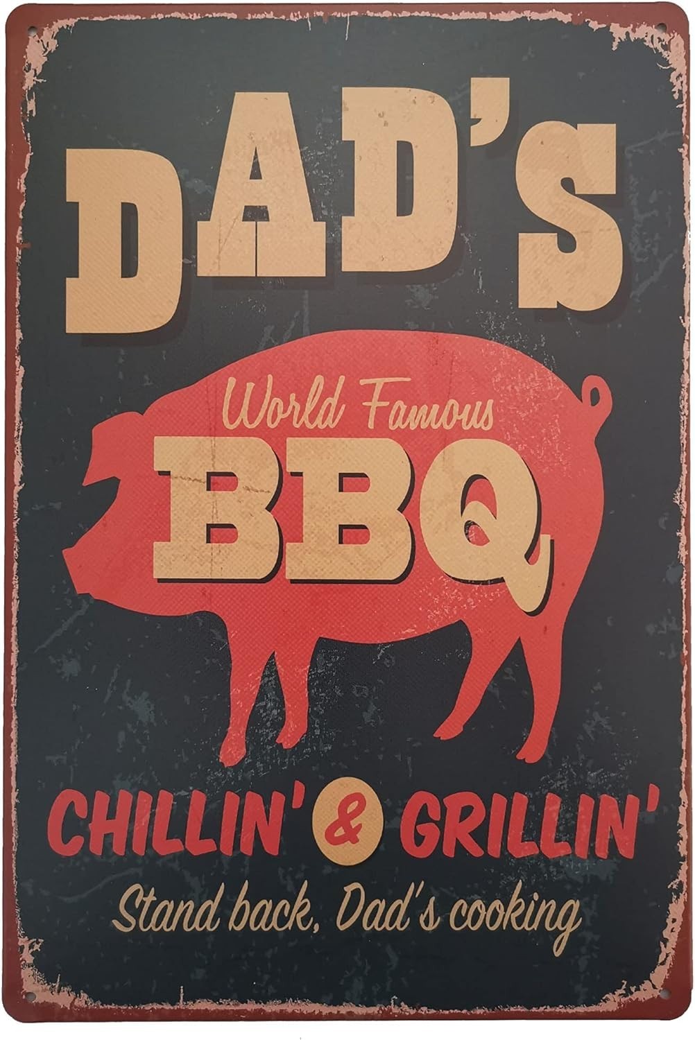 Vintage Dad’s BBQ Zone Tin Sign – Stylish Decorative Wall Art, 12×8 Inches