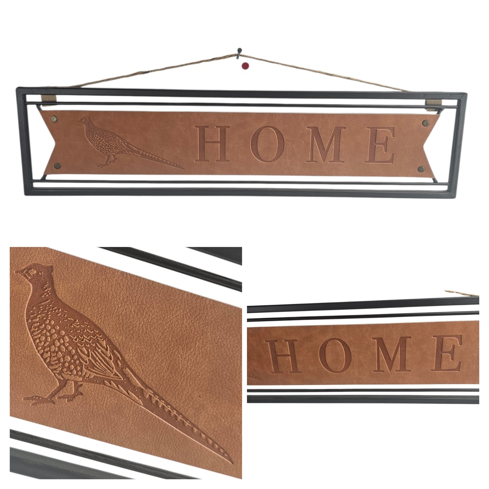 Welcome Sign Leather Pheasant Theme Home Decor Hunting 24″ X 6″