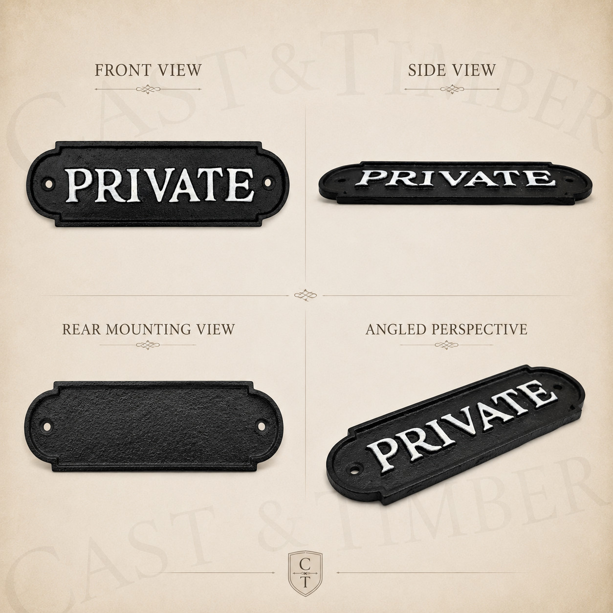 PRIVATE Door Sign Cast Iron Plaque Wall Gate Sign Rustic Vintage Black
