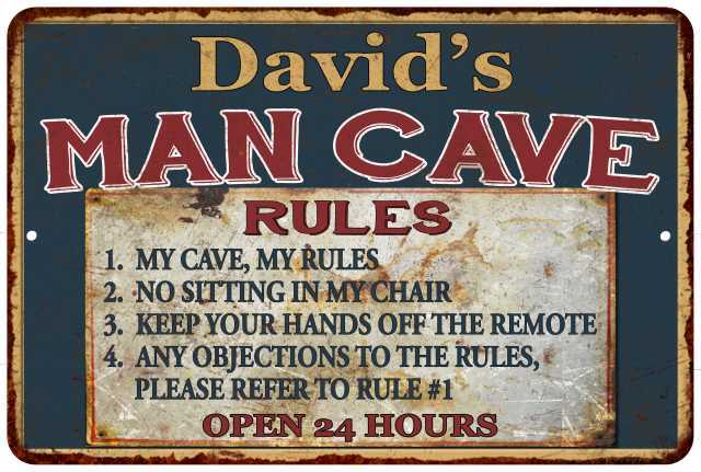 David’s Man Cave Rules Chic Rustic Green Sign Home Metal 108120049158
