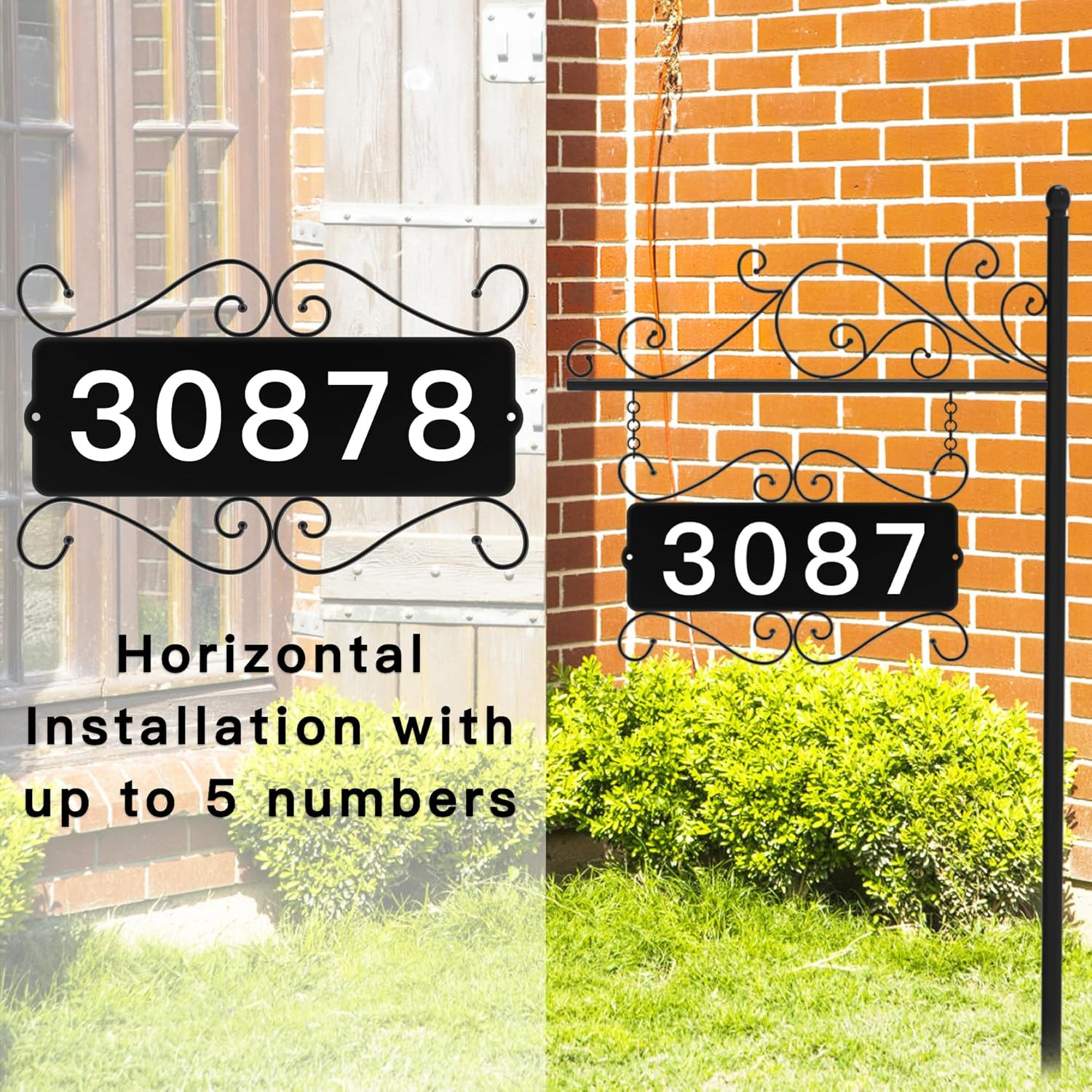 Double-Sided Metal Address Sign with 44″ Pole for Home and Garden