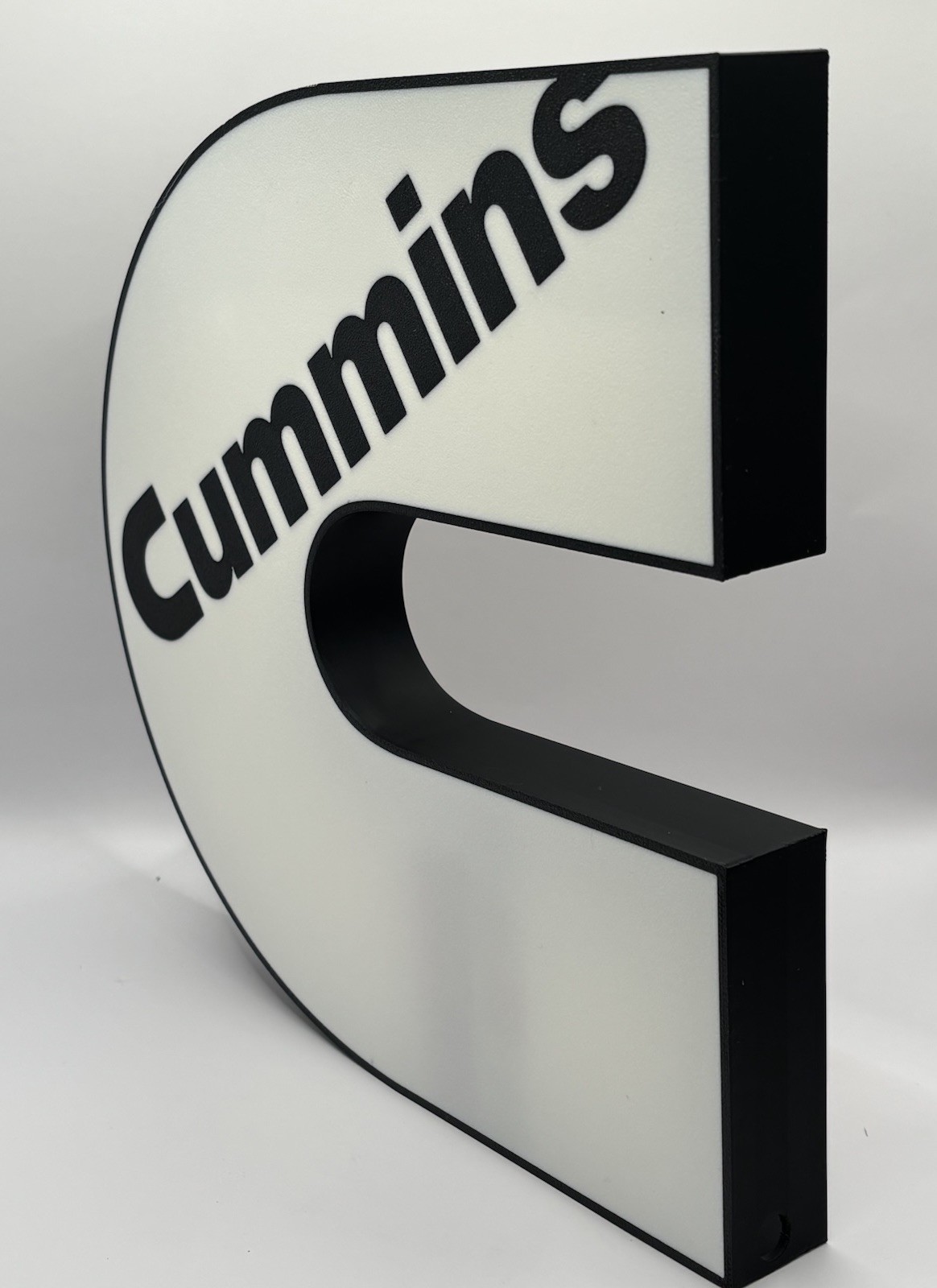 White Cummins Light Up LED Sign