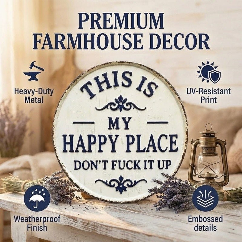 This Is My Happy Place Don’t F It Up Metal Sign Vintage for Home Garden Man Cave