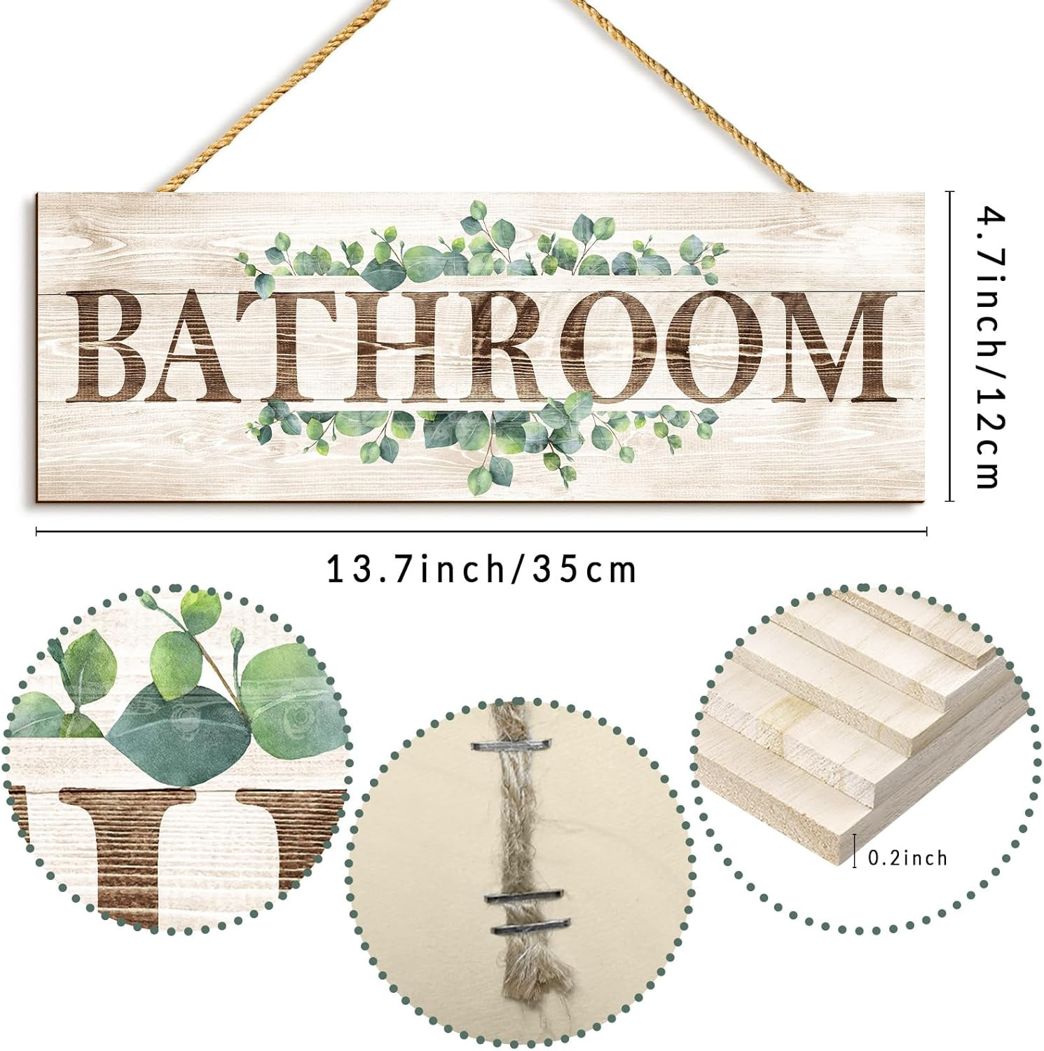 Bathroom Sign Wall Decor, Bathroom Wall Art, Rustic Farmhouse Wall Hanging Plaqu