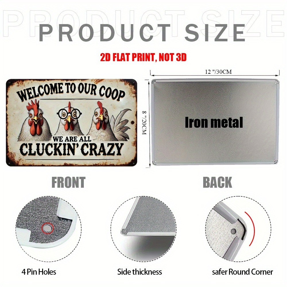 Funny Chicken Coop Metal Tin Signs Farm/Backyard Decor Retro Vintage Wall Art 2D
