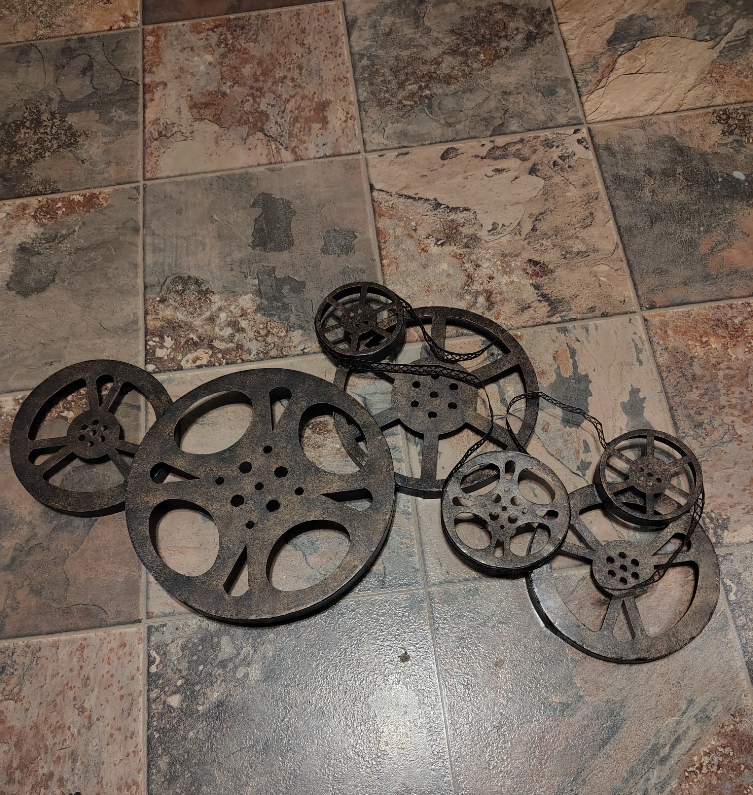 Large Cinema Theater Movie Reel Metal Wall Display Film Vintage Style 32″ x 18″