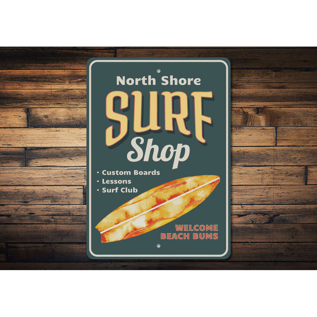 Surf Shop Decor, Surf Shop Sign, Surfboard Decor Aluminum Sign