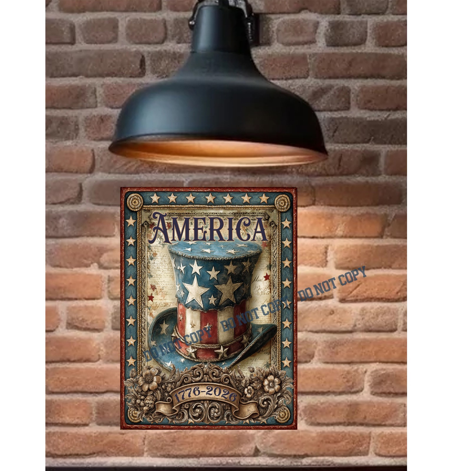 America Uncle Sam Top Hat 1776-2026 Celebrate our 250th Metal Sign