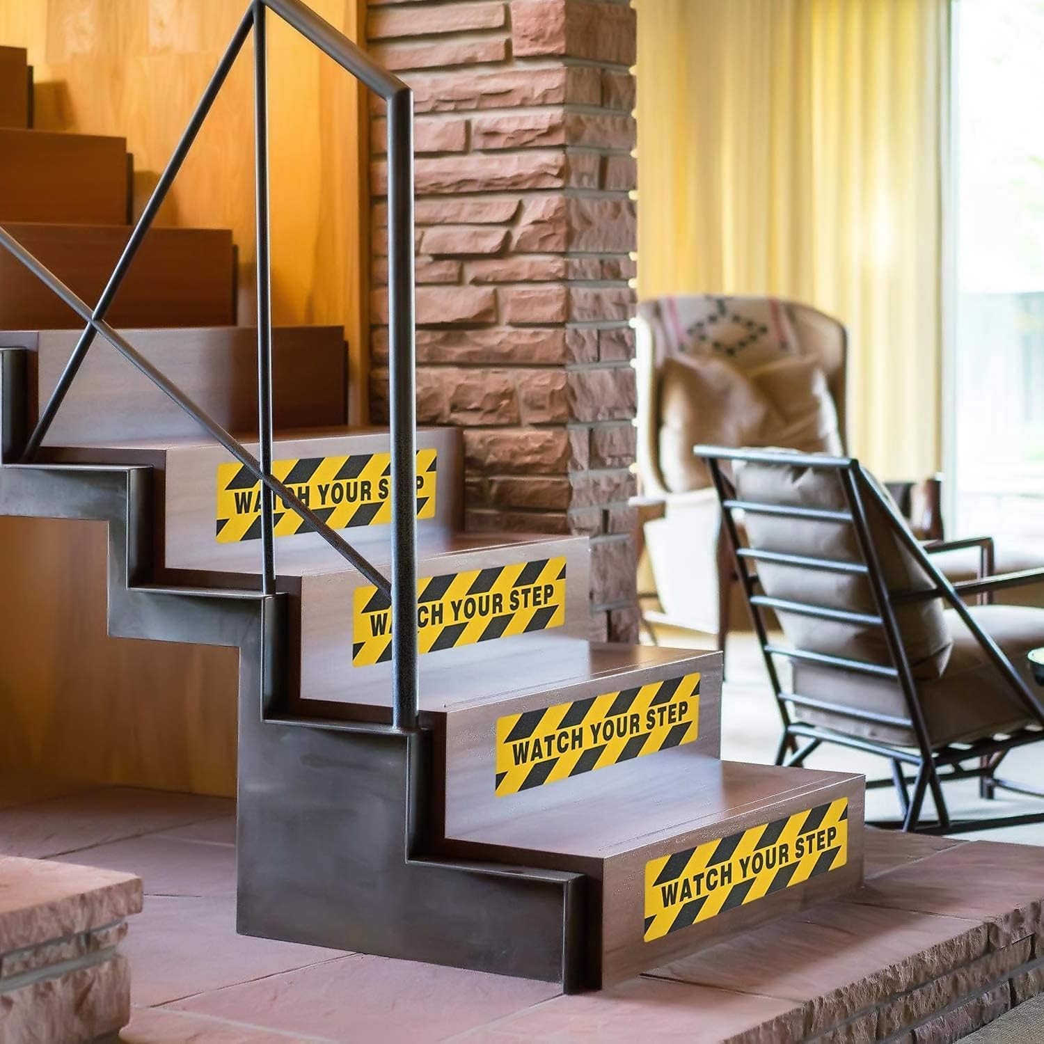 6″ x 24″ Watch Your Step Floor Tape Anti Slip x / 6pcs, Black Yellow
