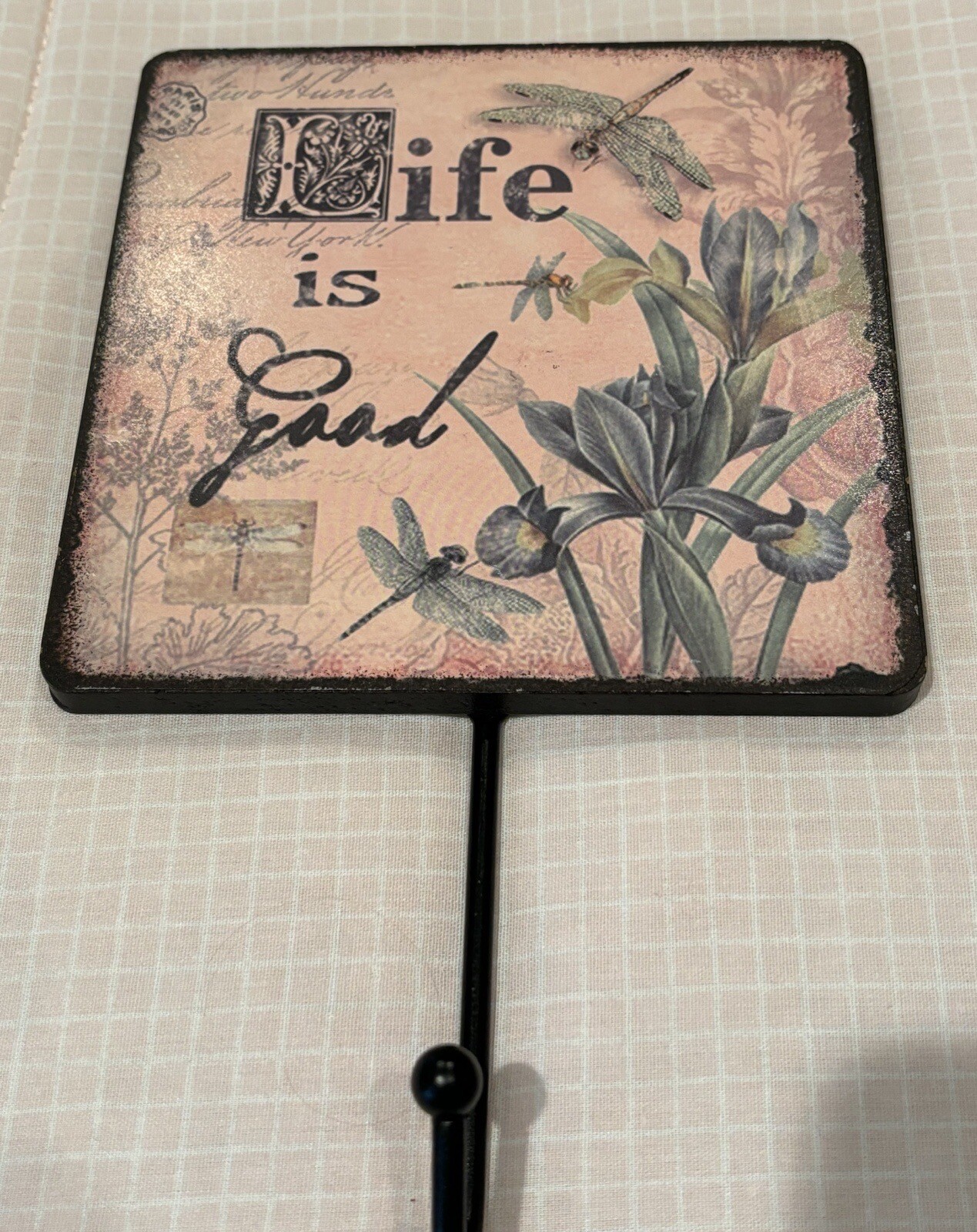 NEW Life is Good Wood & Painted Wall Plaque w Coat Hook