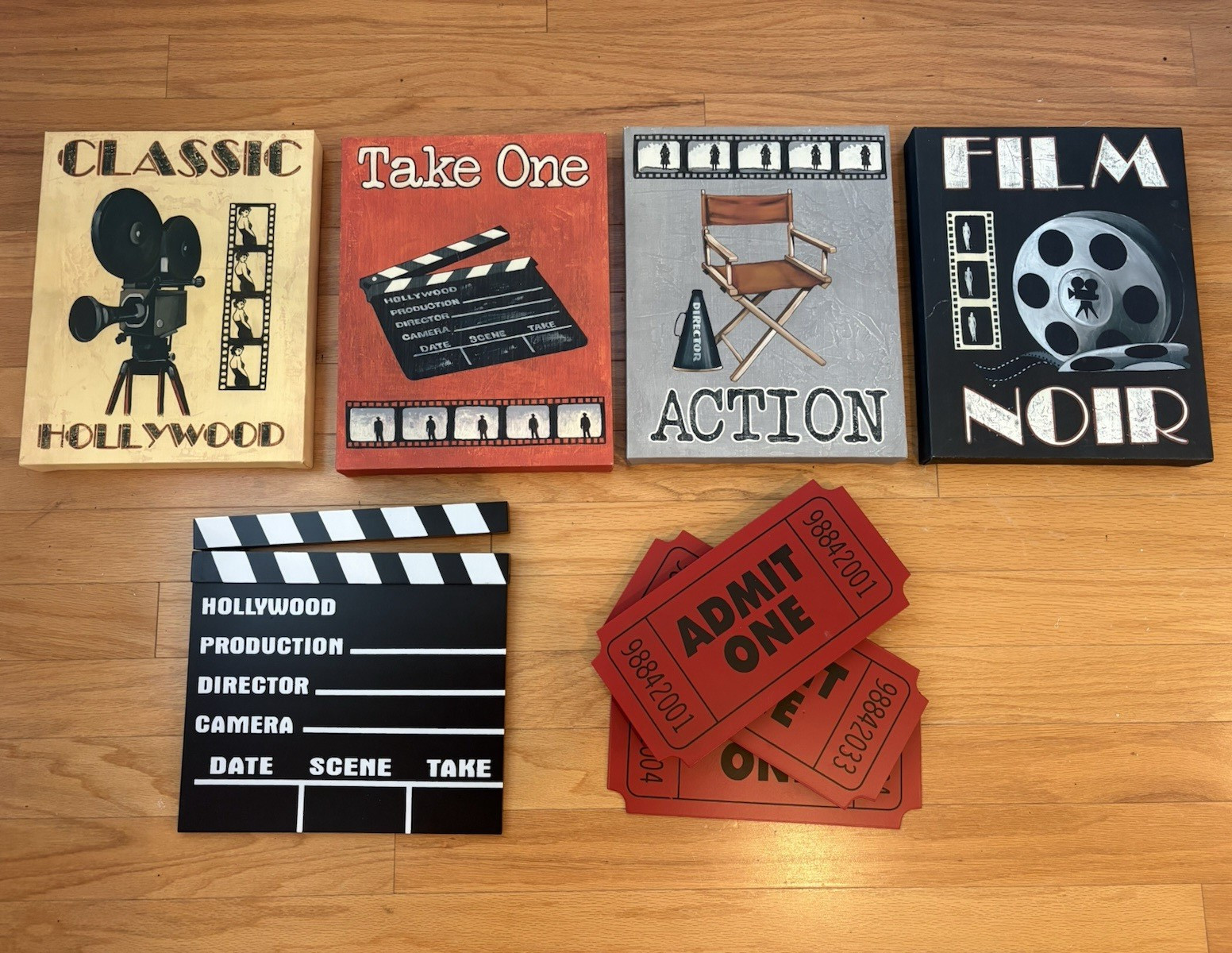 Hollywood Movie Film Themed Decorative Plaque Set