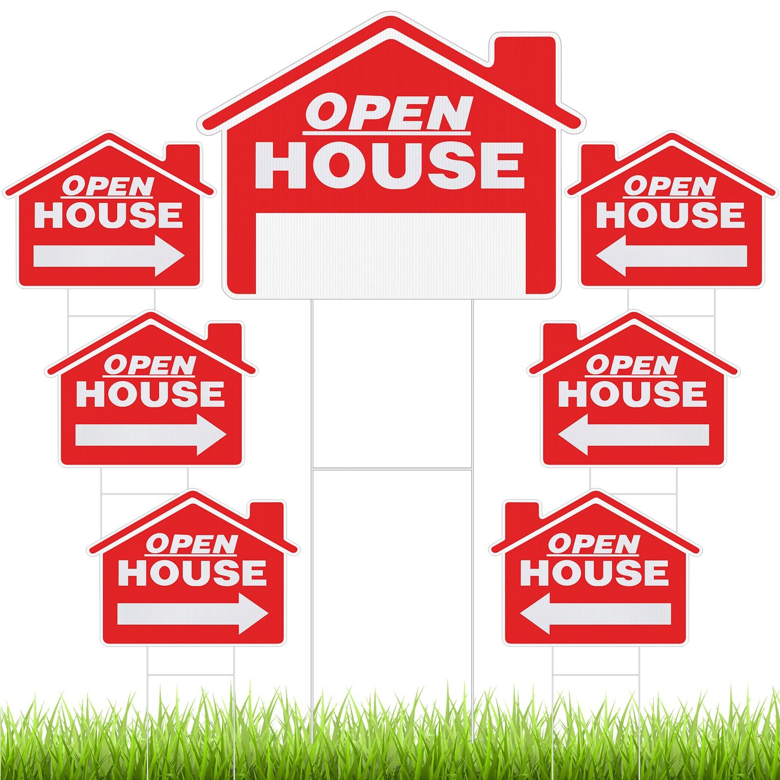 7 PCS Open House Signs 18×14 Inch Double Sided Real Estate Yard Signs Red