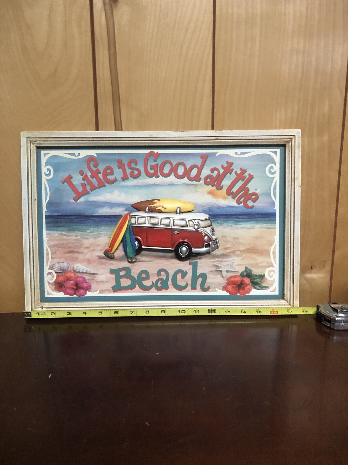 Wood Sign Volkswagen Bus “life Is Good At The Beach” 17×12”