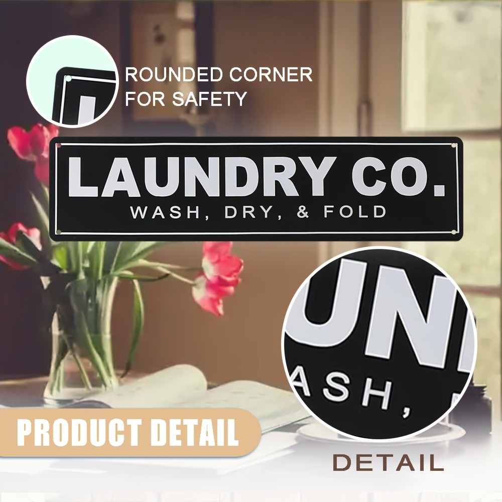 Laundry Co Wash Dry And Fold Black Metal Sign Home Laundry Room Entry Wall Decor