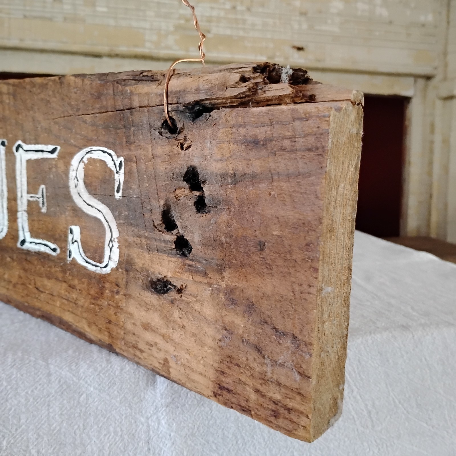 ‘Antiques” Hand Painted Sign Wooden 24’ Inches/ Letters Free Hand By Seller