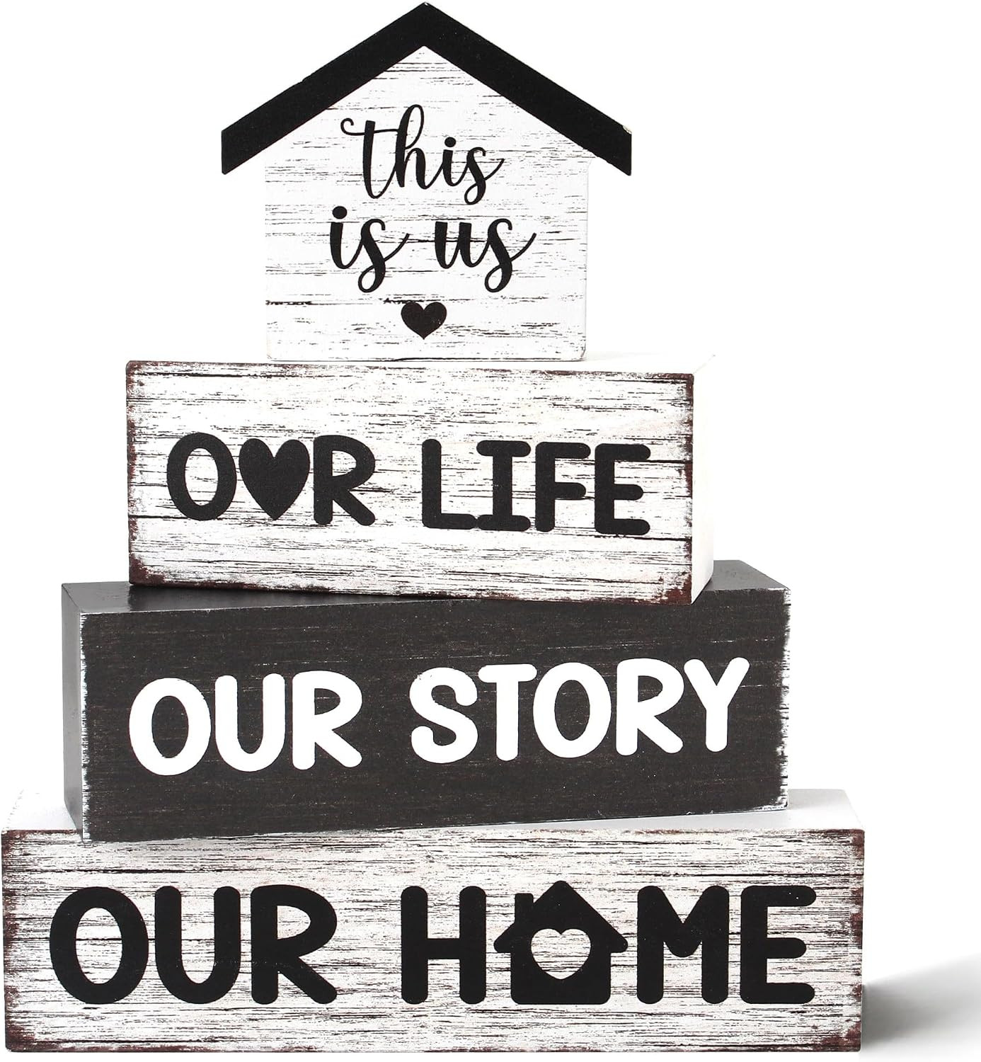 4 Pcs Farmhouse Wooden Tiered Tray Decor, Home Rustic Retro Decorations Gifts fo