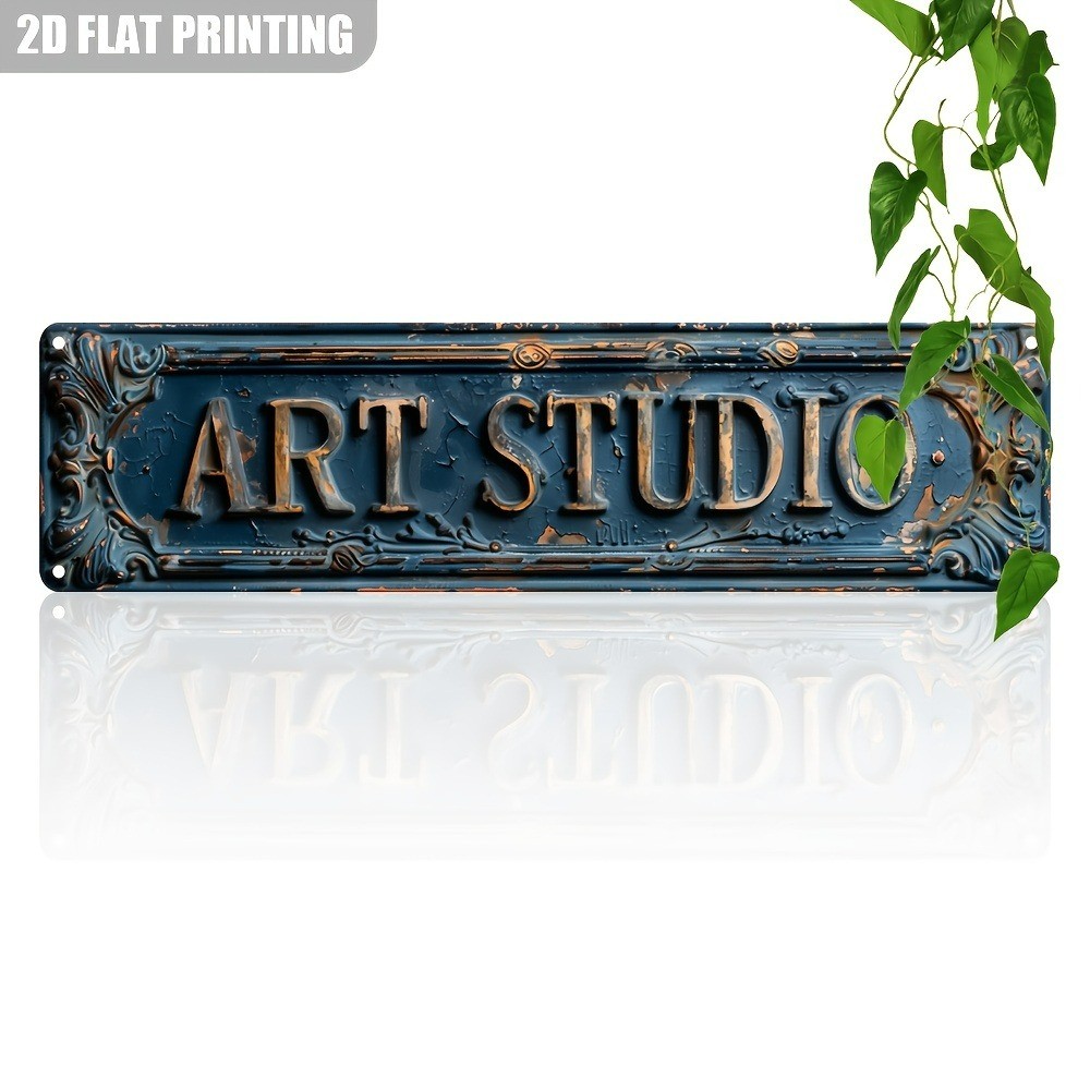 Rustic Art Studio Metal Tin Signs 4×16 Vintage Wall Decor Office Bar Cafe Garage