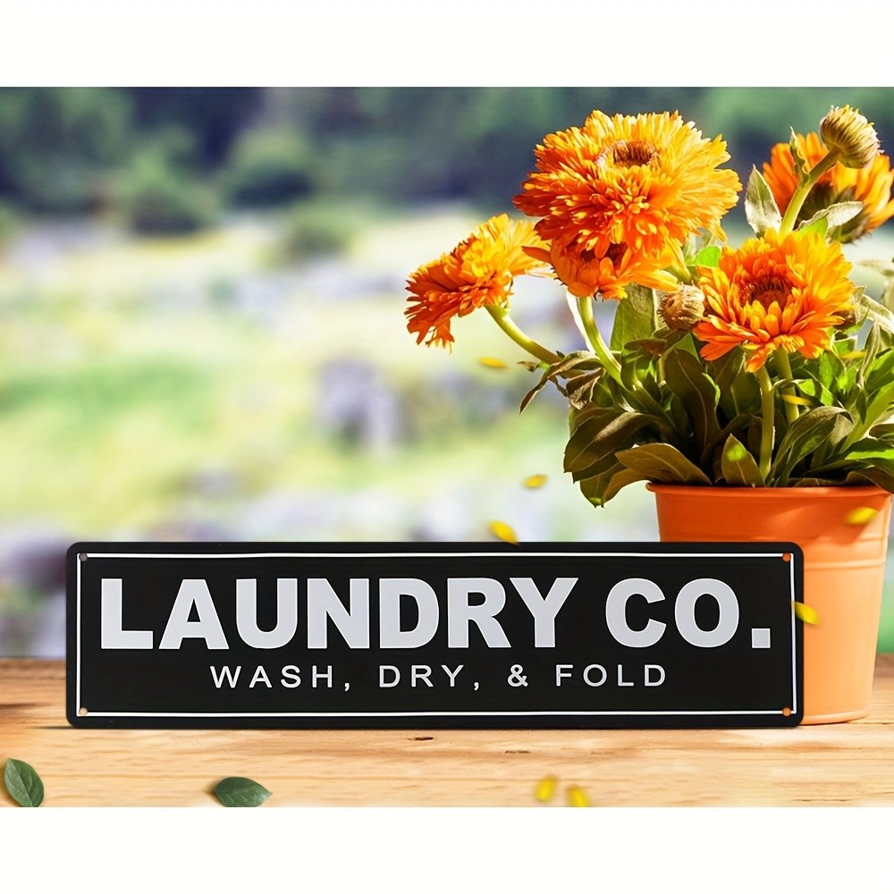 Laundry Co Wash Dry And Fold Black Metal Sign Home Laundry Room Entry Wall Decor