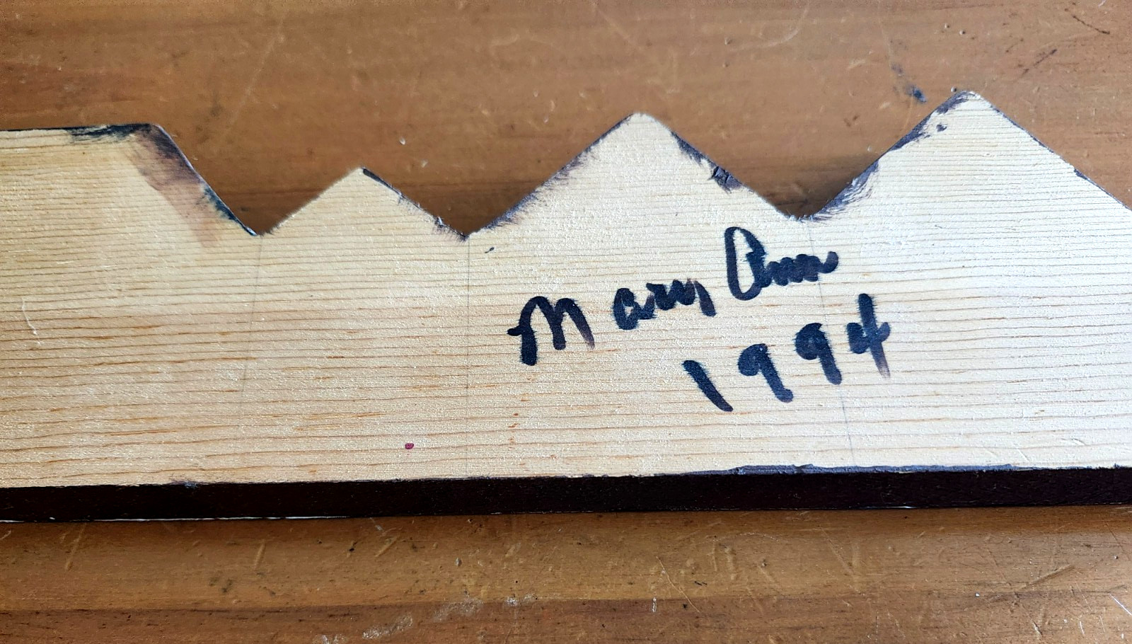VTG Folk Art Decor Row of Colonial Houses Handmade Wooden Signed by Artist