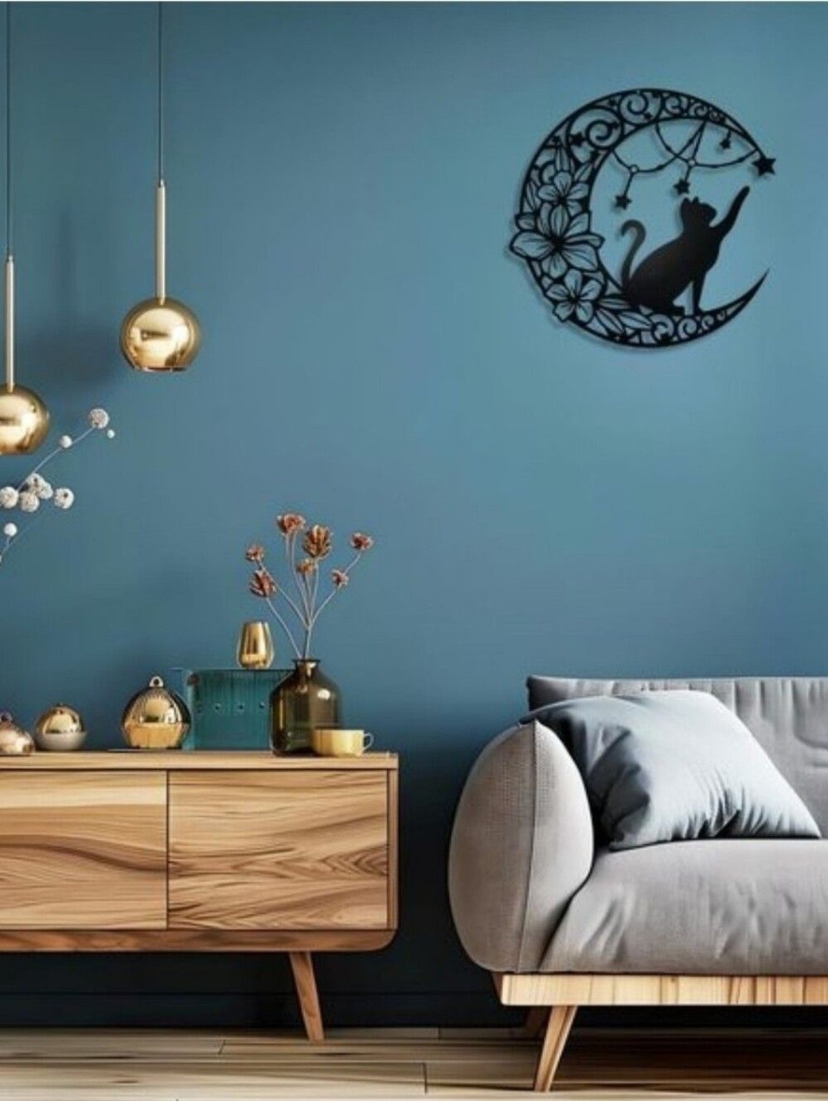 Zoihet Black Floral Moon Swirl Metal Wall Art – Home Wall Decor 12X12