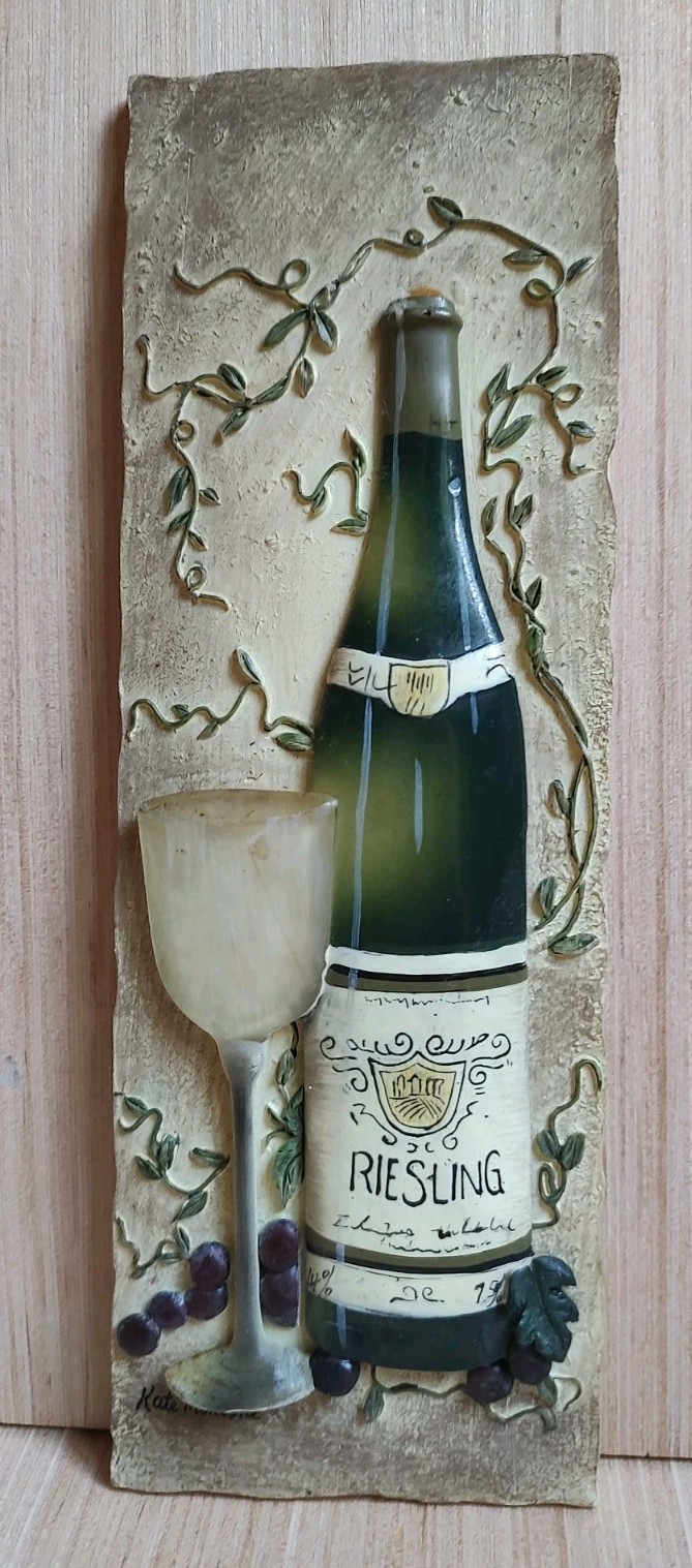 Kate McRistie Wall Art Plaque 3D Vintage and Vine Decor Dining Bottle 2005 Y2K