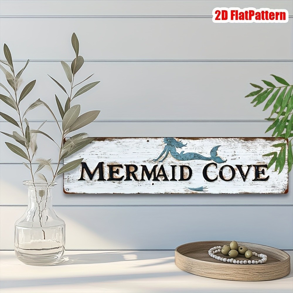 Mermaid Cove Vintage Metal Sign 10x40cm Wall Decor