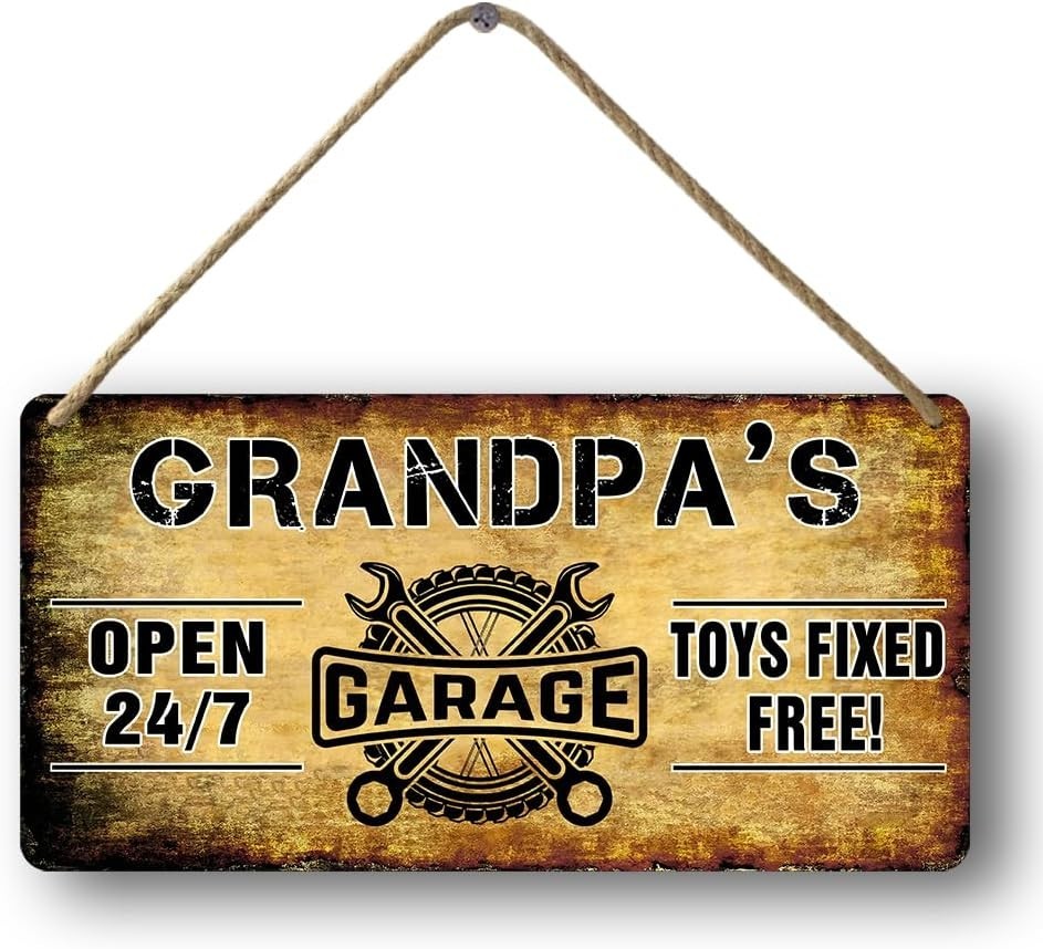 Garage Wooden Sign – Papa’s Fix It Shop Vintage Mechanic Sign – Toys Fixed