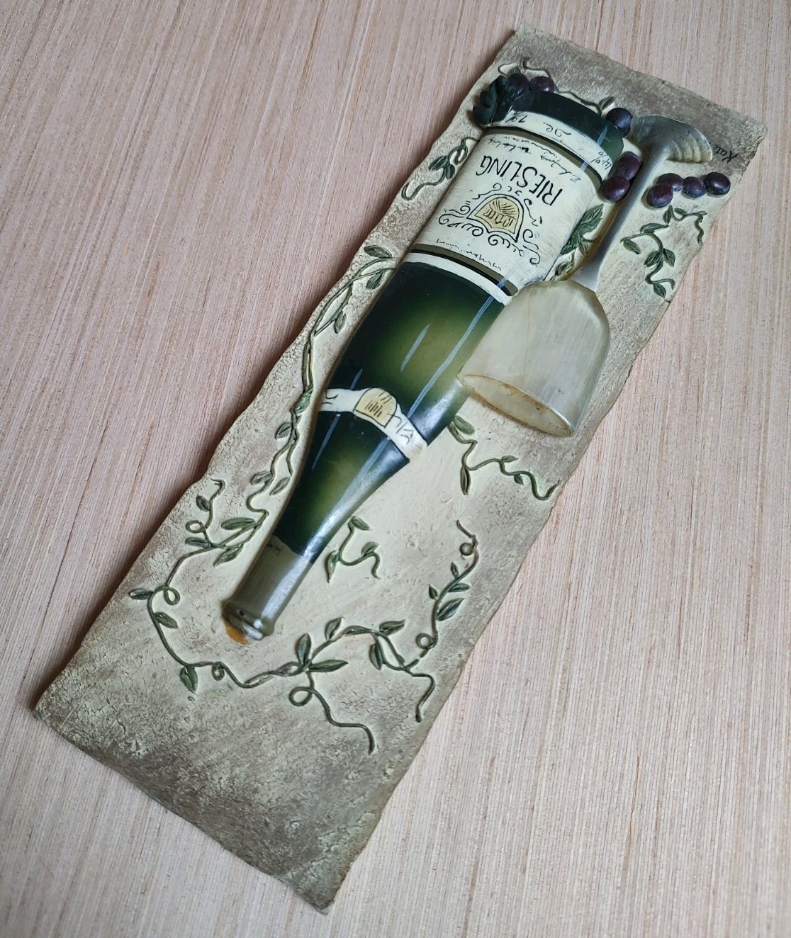 Kate McRistie Wall Art Plaque 3D Vintage and Vine Decor Dining Bottle 2005 Y2K