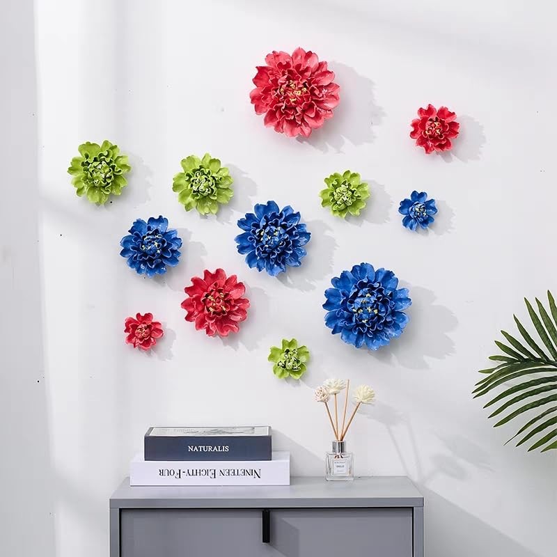 AMERRY Ceramic Wall Flower Decor Artificial 3D Flower Wall Art，Handmade 3D Wa…