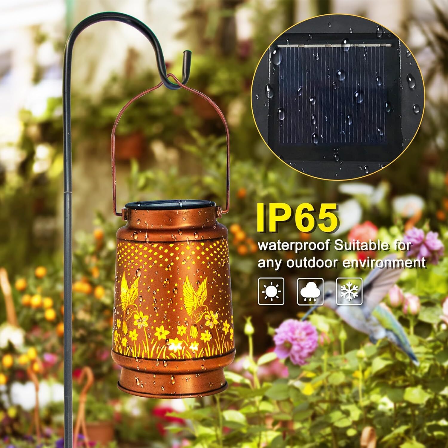 6Pack Solar Power Hanging Lights Outdoor Garden Tree Bars LED Solar Decor Lamp