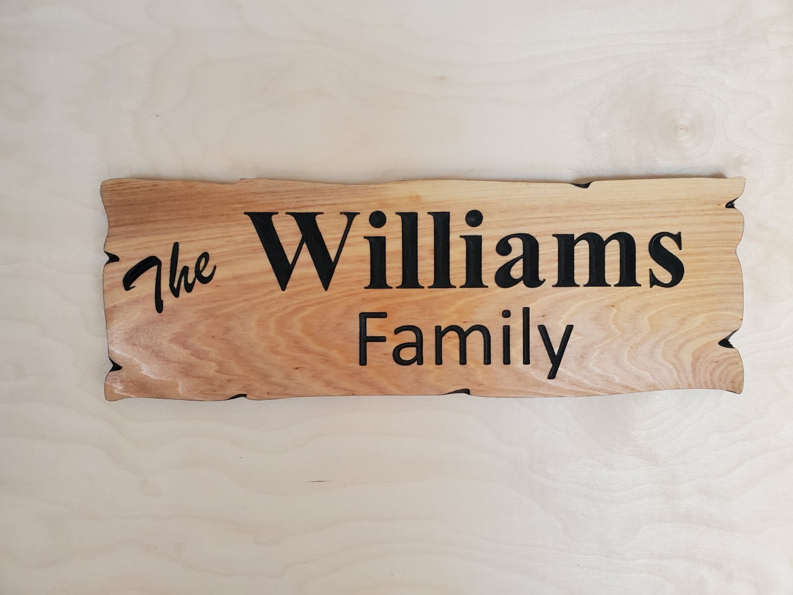 Custom Family Last Name Sign Rustic Carved Outdoor Indoor Wood Wall Art Plaque