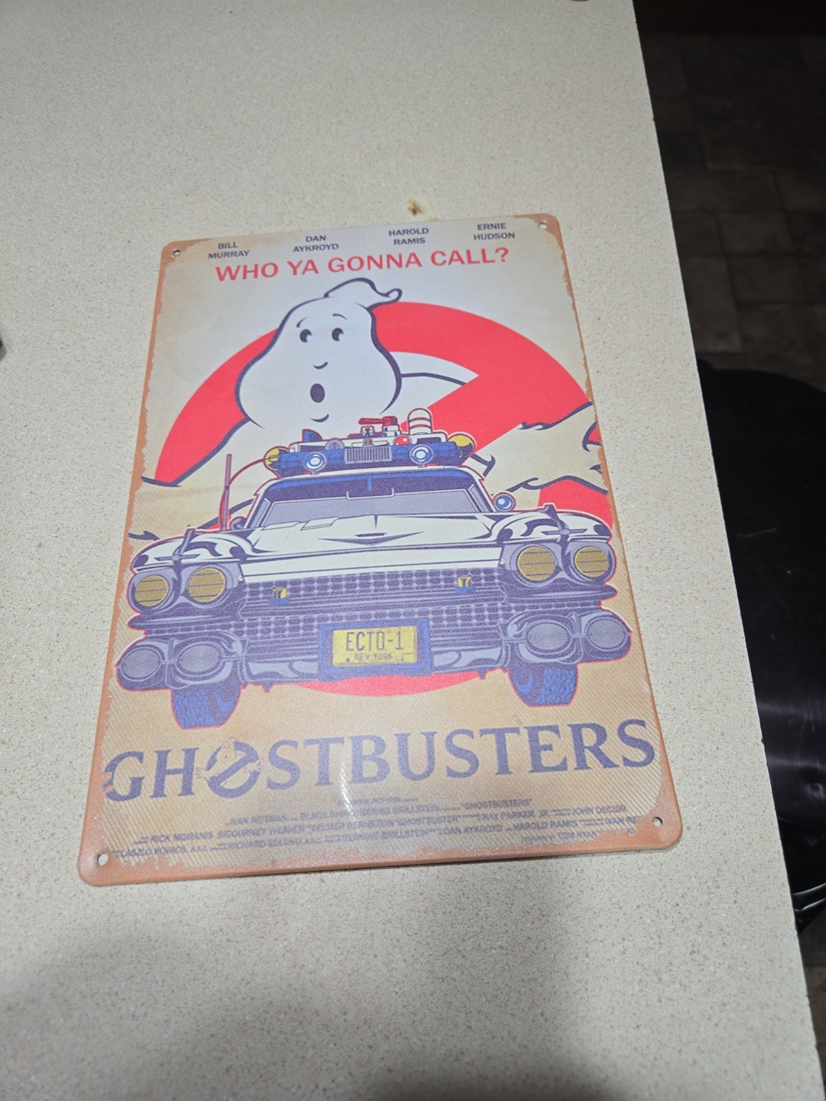 Ghostbusters, Who Ya Gonna Call? Rustic-looking Tin Sign, 8×12