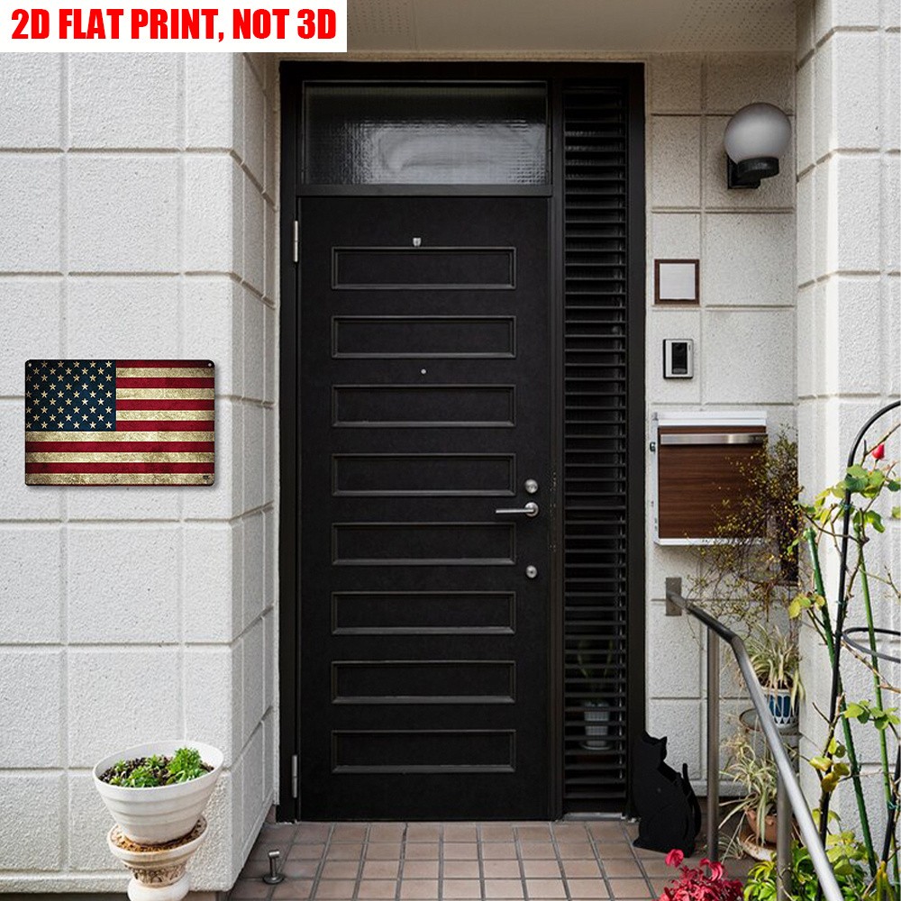Vintage American Flag Metal Tin Sign Patriotic Wall Decor for Home Bar Man Cave
