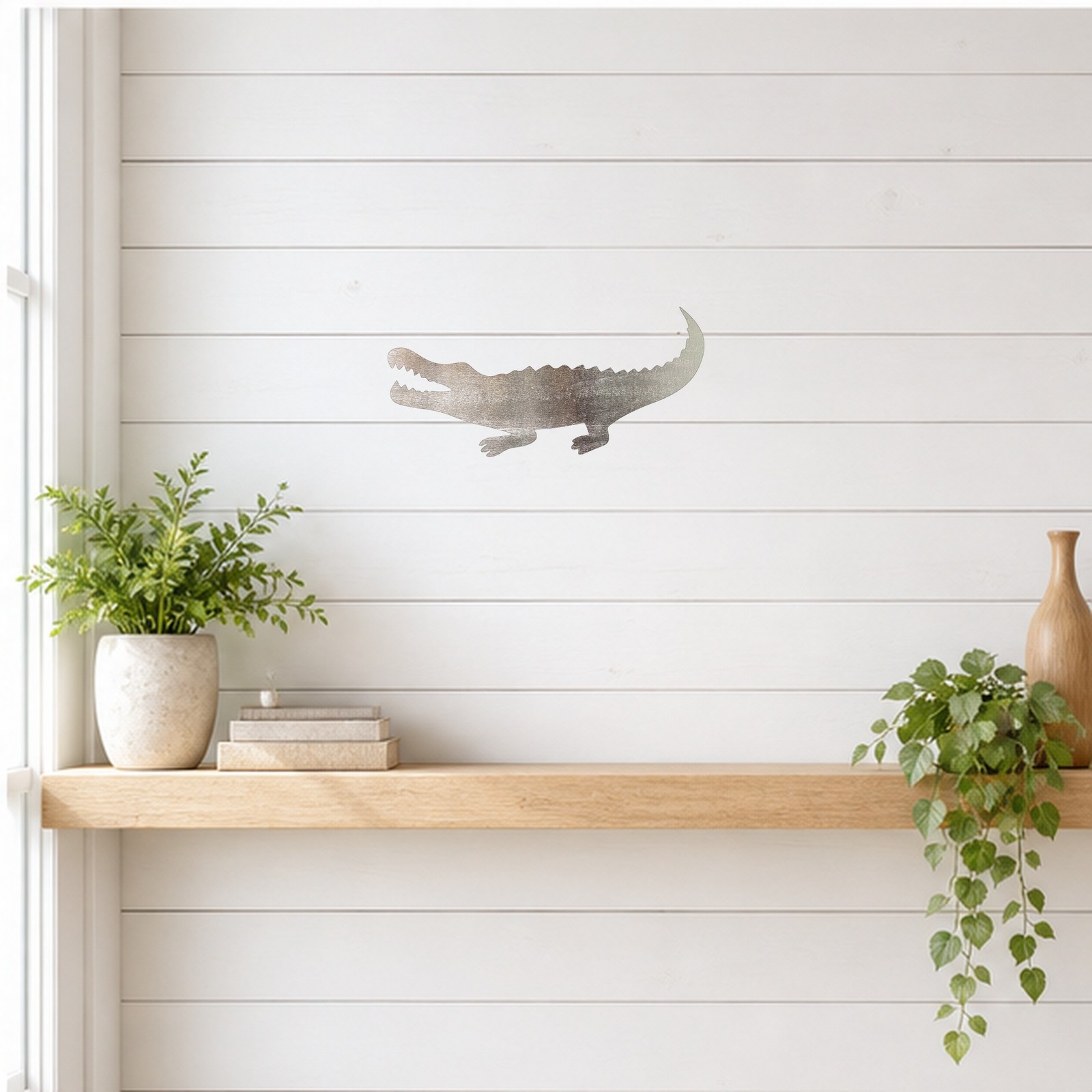 Alligator Steel Cutout Shape, Raw Metal Wall Art and Craft Supply