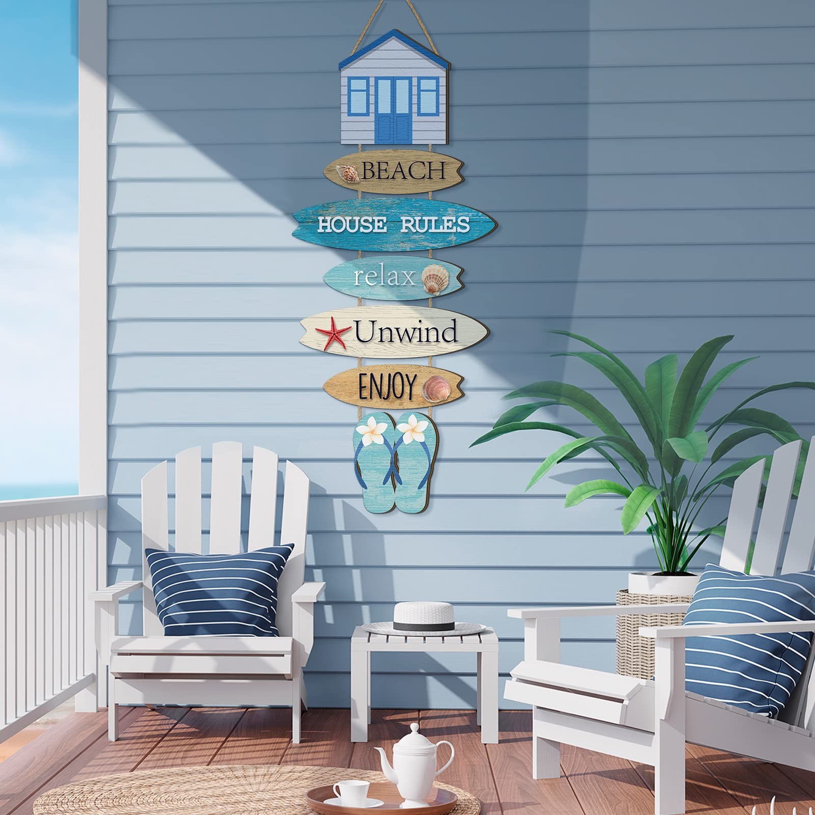 Kigley Beach Theme Wooden Wall Decor Summer Coastal Ocean Hanging Decor for