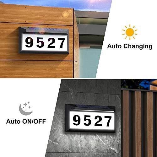 Solar Address Sign, Lighted Address Plaque Outdoor Waterproof, Illuminated