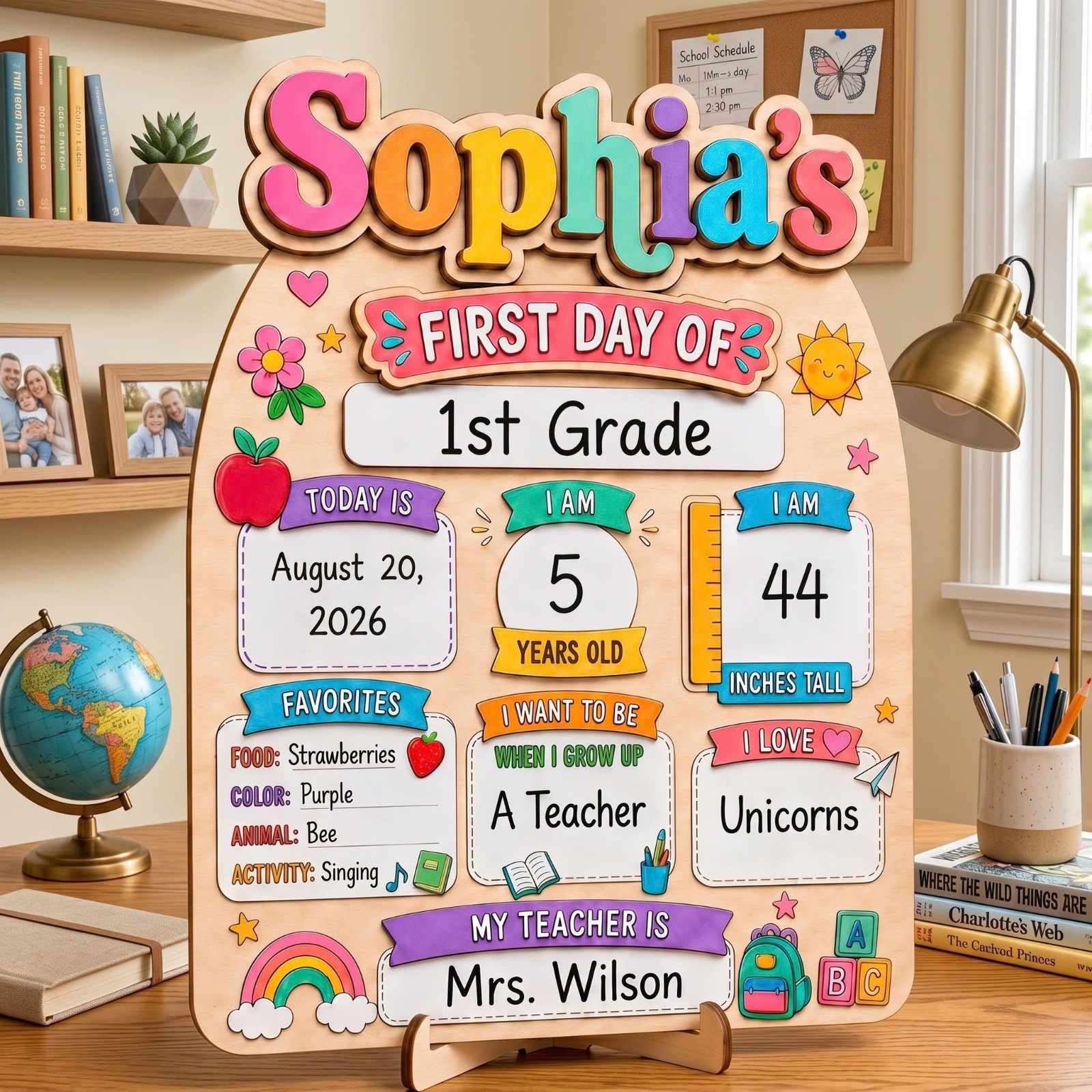Personalized First & Last Day School Sign, Custom Wooden Photo Board