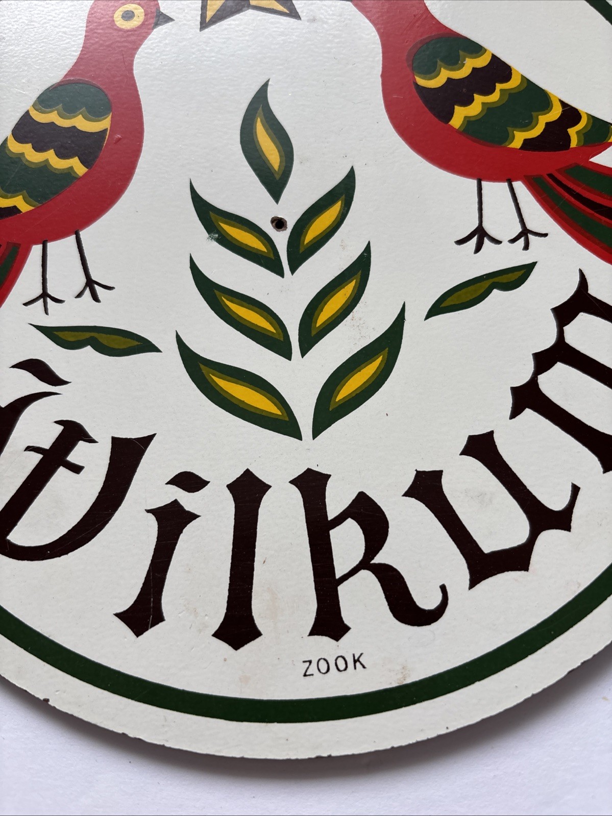 Folk Art “WILKUM” Sign, Birds, Star Irish Amish Pennsylvania Dutch, Jacob Zook