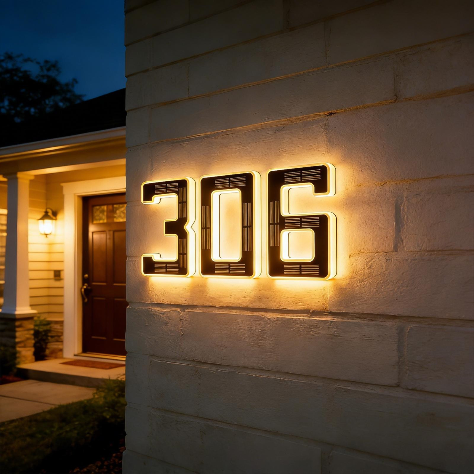 Solar House Number Light LED Address Sign Warm White Lamp, Automatic On/Off Wate