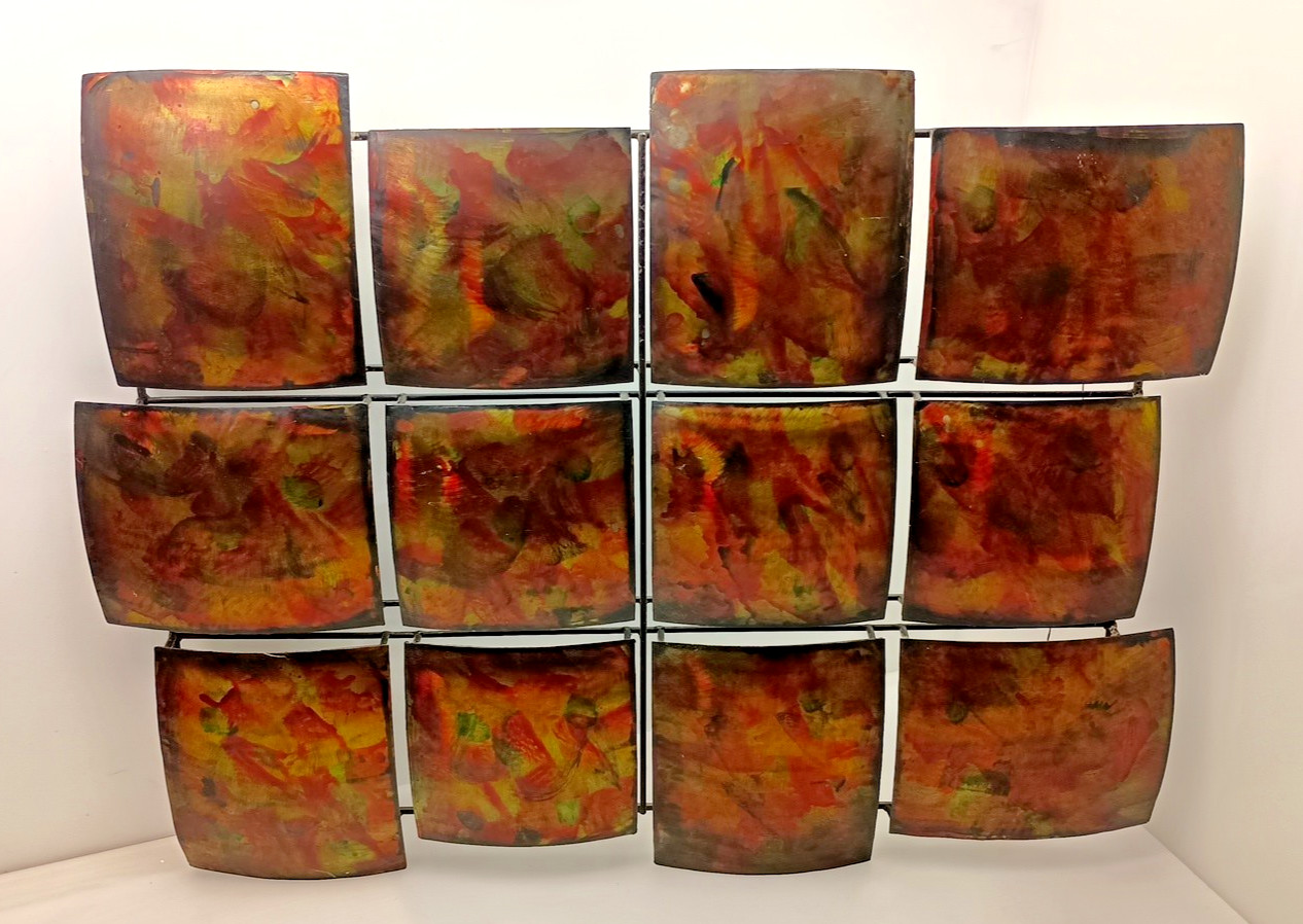 Large 12 Panel Abstract Metal Wall Art Multicolor Modern Hanging Home Decor