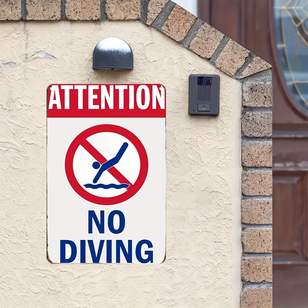 “Caution – No Diving” Rectangular Iron Sign