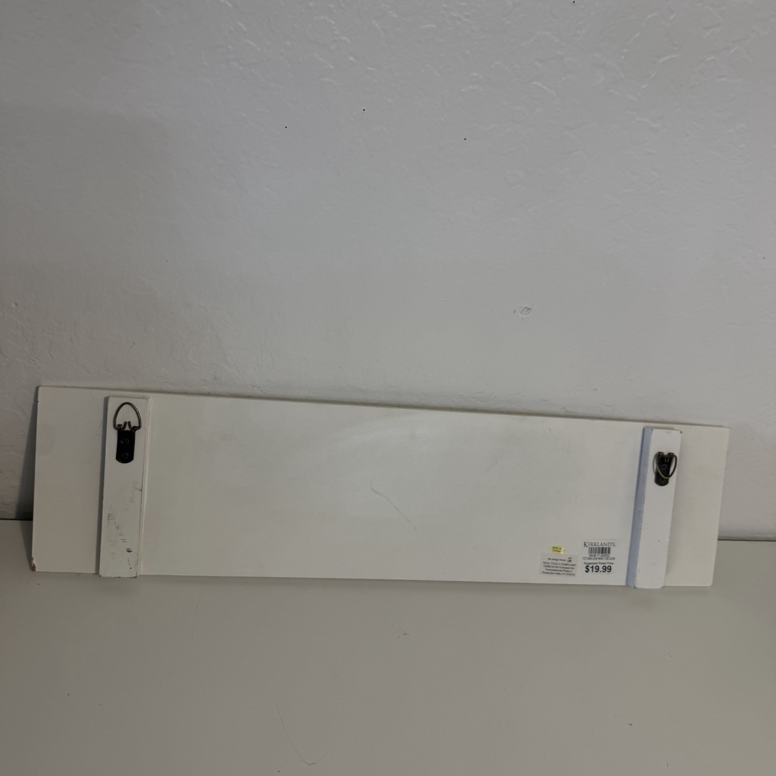Kirkland’s White Wall Clip Display with Black Script “Look what I did” 24 X 6